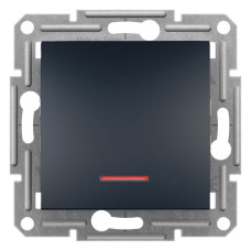 Переключатель Schneider Electric Asfora Plus 1-клавишный проходной с подсветкой антрацит