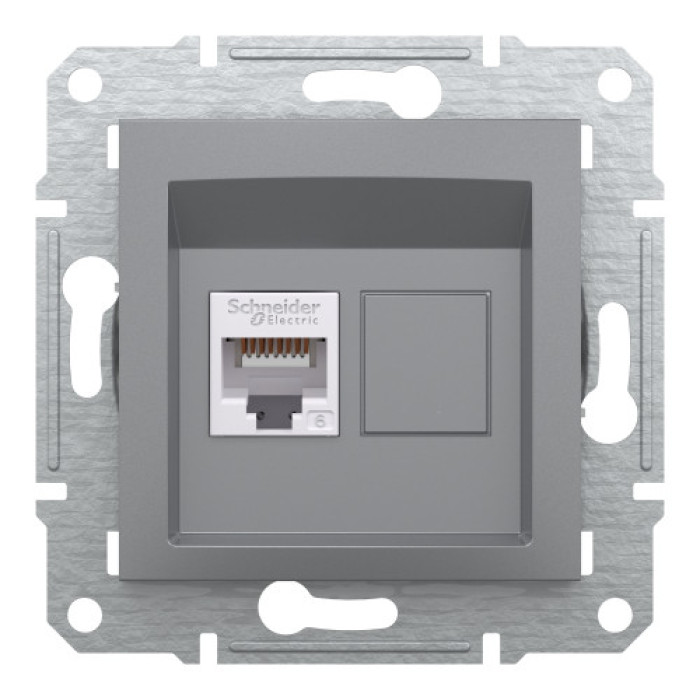 Розетка Schneider Electric Asfora Plus компьютерная RJ45 кат. 6 UTP сталь