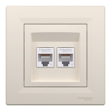 Розетка Schneider Electric Asfora компьютерная RJ45 кат. 6 UTP двойная кремовый