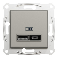 Розетка Schneider Electric Asfora Plus 2xUSB A+C 2.4А бронза
