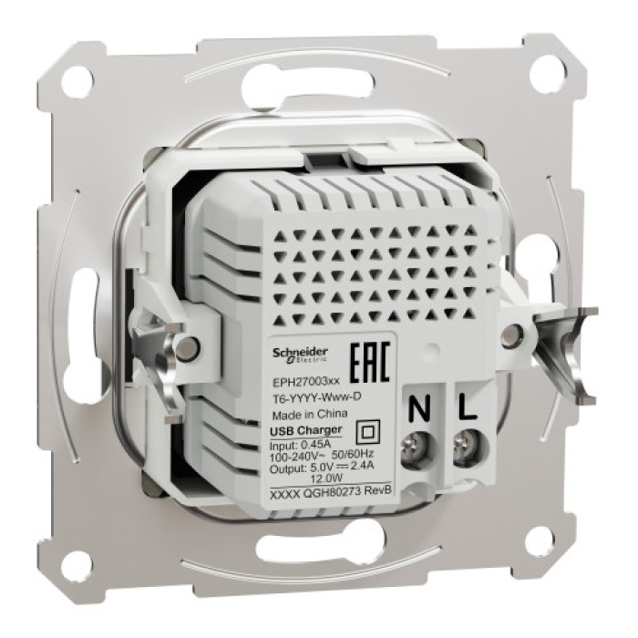 Розетка Schneider Electric Asfora Plus 2xUSB A+C 2.4А бронза