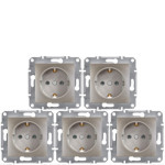 (АКЦИЯ!!! 4+1 шт.) Розетка Schneider Electric Asfora с заземлением бронза