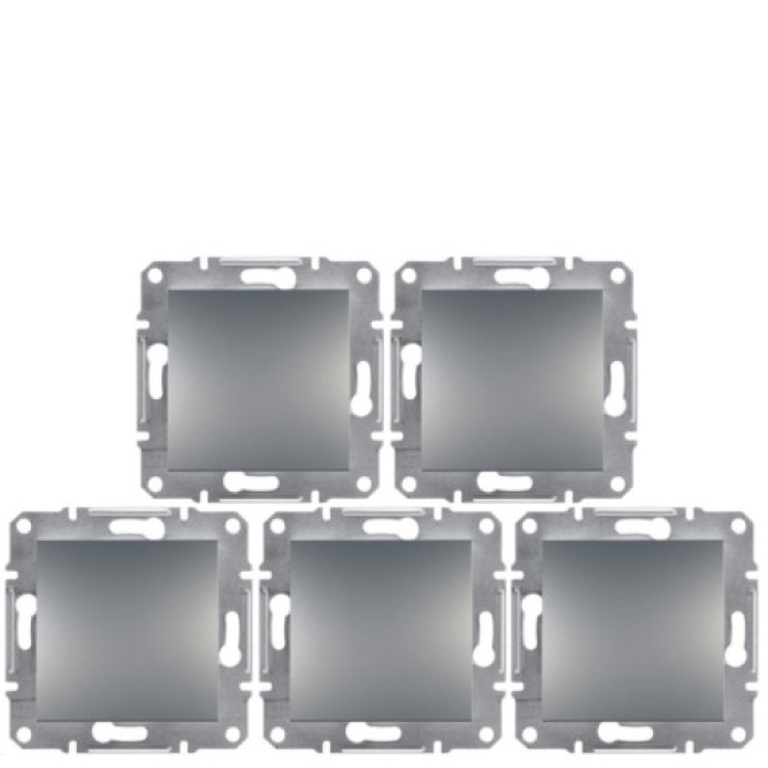 (АКЦИЯ!!! 4+1 шт.) Выключатель Schneider Electric Asfora 1-клавишный сталь
