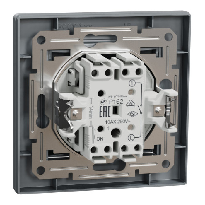 (АКЦИЯ!!! 4+1 шт.) Выключатель Schneider Electric Asfora 1-клавишный сталь