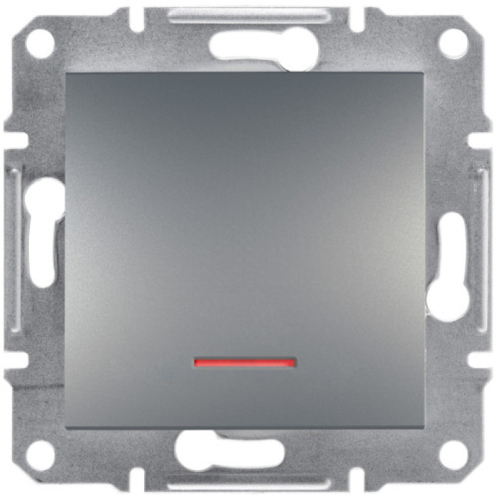 Вимикач Schneider Electric Asfora Plus 1-клавішний з підсвіткою сталь