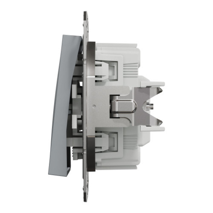 Перемикач Schneider Electric Asfora Plus 1-клавішний прохідний з підсвіткою сталь