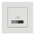 Розетка Schneider Electric Asfora 2xUSB A+C 3А белая