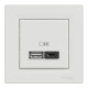 Розетка Schneider Electric Asfora 2xUSB A+C 3А біла