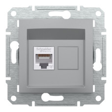 Розетка Schneider Electric Asfora Plus компьютерная RJ45 кат. 6 UTP алюминий