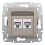 Розетка Schneider Electric Asfora Plus комп'ютерна RJ45 кат. 6 UTP подвійна бронза