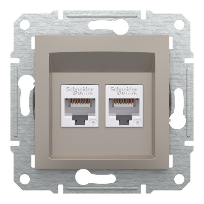 Розетка Schneider Electric Asfora Plus комп'ютерна RJ45 кат. 6 UTP подвійна бронза