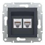 Розетка Schneider Electric Asfora Plus компьютерная RJ45 кат. 6 UTP двойная антрацит