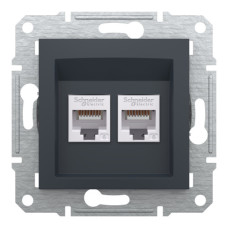Розетка Schneider Electric Asfora Plus компьютерная RJ45 кат. 6 UTP двойная антрацит