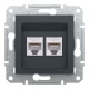 Розетка Schneider Electric Asfora Plus комп'ютерна RJ45 кат. 6 UTP подвійна антрацит