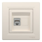 Розетка Schneider Electric Asfora комп'ютерна RJ45 кат. 5е STP кремовий