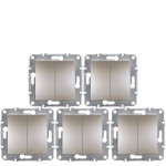 (АКЦІЯ!!! 4+1 шт.) Вимикач Schneider Electric Asfora 2-клавішна бронза