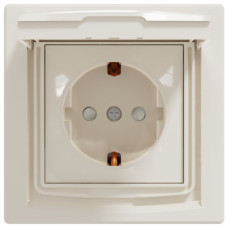 Розетка Schneider Electric Asfora с крышкой IP44 заземлением кремовый