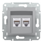 Розетка Schneider Electric Asfora Plus комп'ютерна RJ45 кат. 6 UTP подвійна алюміній