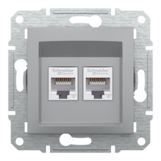 Розетка Schneider Electric Asfora Plus компьютерная RJ45 кат. 6 UTP двойная алюминий