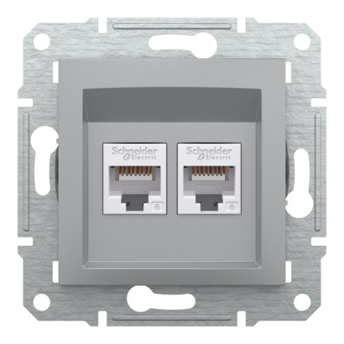 Розетка Schneider Electric Asfora Plus комп'ютерна RJ45 кат. 6 UTP подвійна алюміній