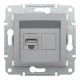 Розетка Schneider Electric Asfora Plus комп'ютерна RJ45 кат. 5е STP алюміній