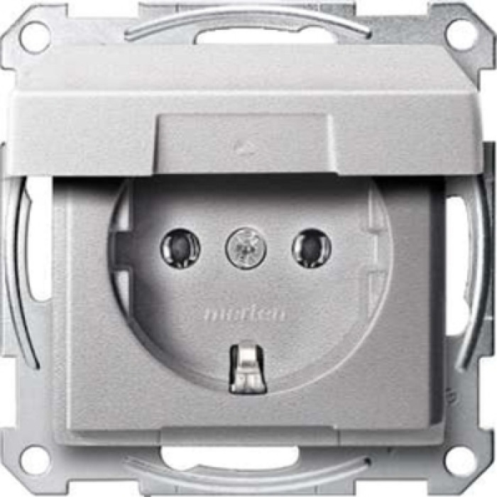 Розетка Merten SCHUKO з кришкою IP44 алюміній