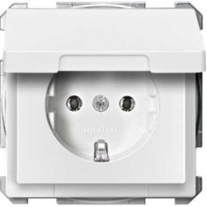 Розетка Merten SCHUKO с крышкой IP44 полярно-белый