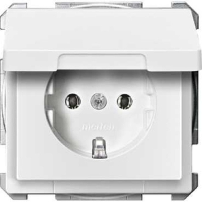 Розетка Merten SCHUKO з кришкою IP44 полярно-білий