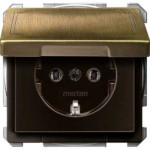Розетка Merten SCHUKO з кришкою IP44 антрацит латунь