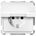Розетка Merten SCHUKO IP44 с крышкой и заземлением полярно-белый