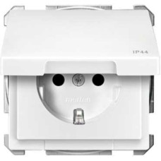 Розетка Merten SCHUKO IP44 с крышкой и заземлением полярно-белый