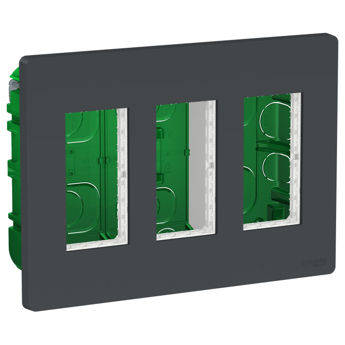 Блок скрытой установки Schneider Unica New System+ 3х2 антрацит