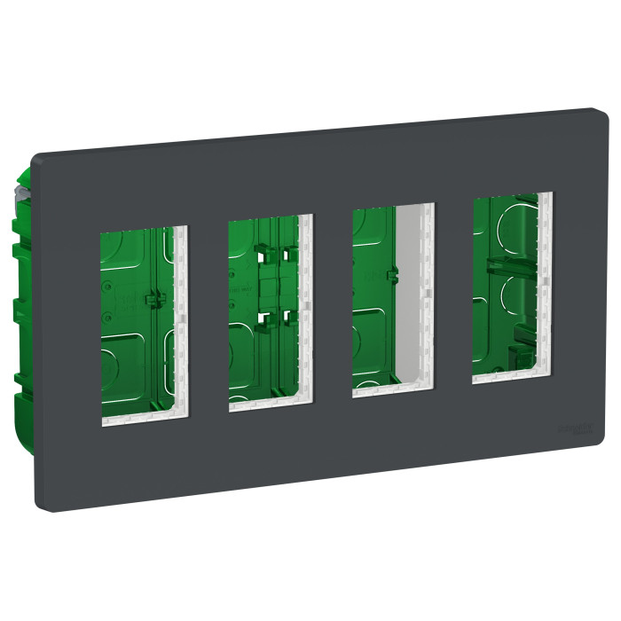 Блок прихованої установки Schneider Unica New System + 4х2 антрацит