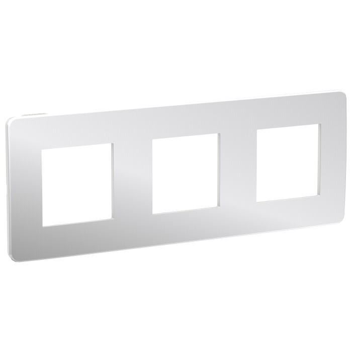 Рамка Schneider Electric Unica New Studio Metal 3-поста хром/белый