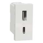 Розетка Schneider Unica New 1-мод 2xUSB 2.4A білий