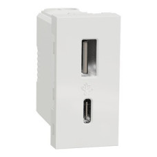 Розетка Schneider Unica New 1-мод 2xUSB 2.4A белый
