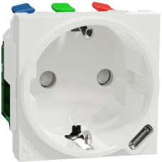 Розетка Schneider Unica New с з/к, защит. штор. + USB Type C белый