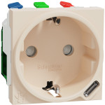 Розетка Schneider Unica New з/к захист. штор. + USB Type C бежевий