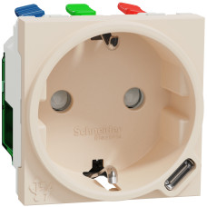 Розетка Schneider Unica New с з/к защит. штор. + USB Type C бежевый