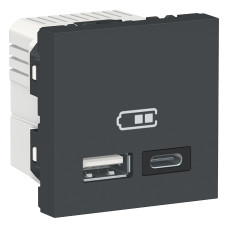 Розетка Schneider Unica New зарядная 2-мод 2xUSB 2.4А антрацит