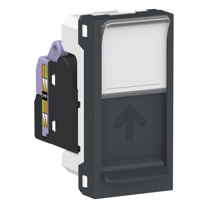 Розетка Schneider Unica New комп'ютерна 1-мод RJ45 кат.6e UTP антрацит