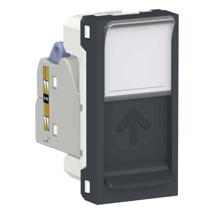 Розетка Schneider Unica New комп'ютерна 1-мод RJ45 кат.6e FTP антрацит