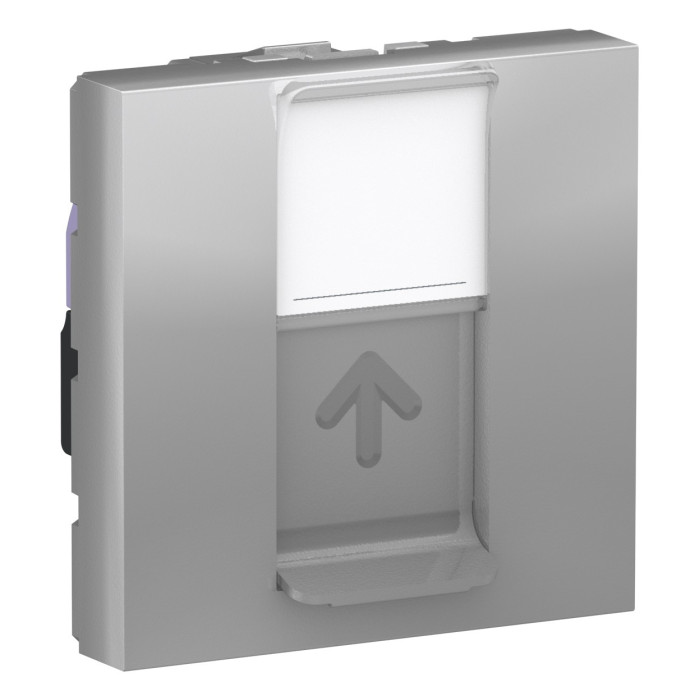 Розетка Schneider Unica New комп'ютерна 2-мод RJ45 кат.5e FTP алюміній