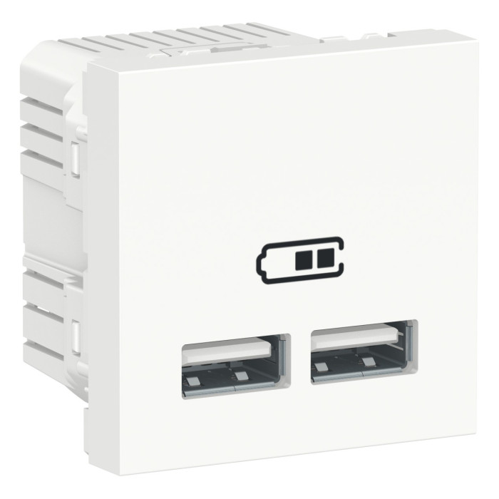 Розетка Schneider Unica New 2-мод зарядна 2xUSB 2.1А білий
