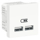 Розетка Schneider Unica New 2-мод зарядна 2xUSB 2.1А білий