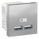 Розетка Schneider Unica New 2-мод зарядна 2xUSB 2.1А алюміній