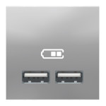 Розетка Schneider Unica New 2-мод зарядна 2xUSB 2.1А алюміній