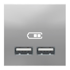 Розетка Schneider Unica New 2-мод зарядная 2xUSB 2.1А алюминий