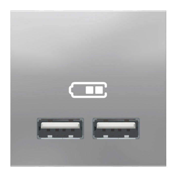 Розетка Schneider Unica New 2-мод зарядна 2xUSB 2.1А алюміній