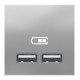 Розетка Schneider Unica New 2-мод зарядна 2xUSB 2.1А алюміній